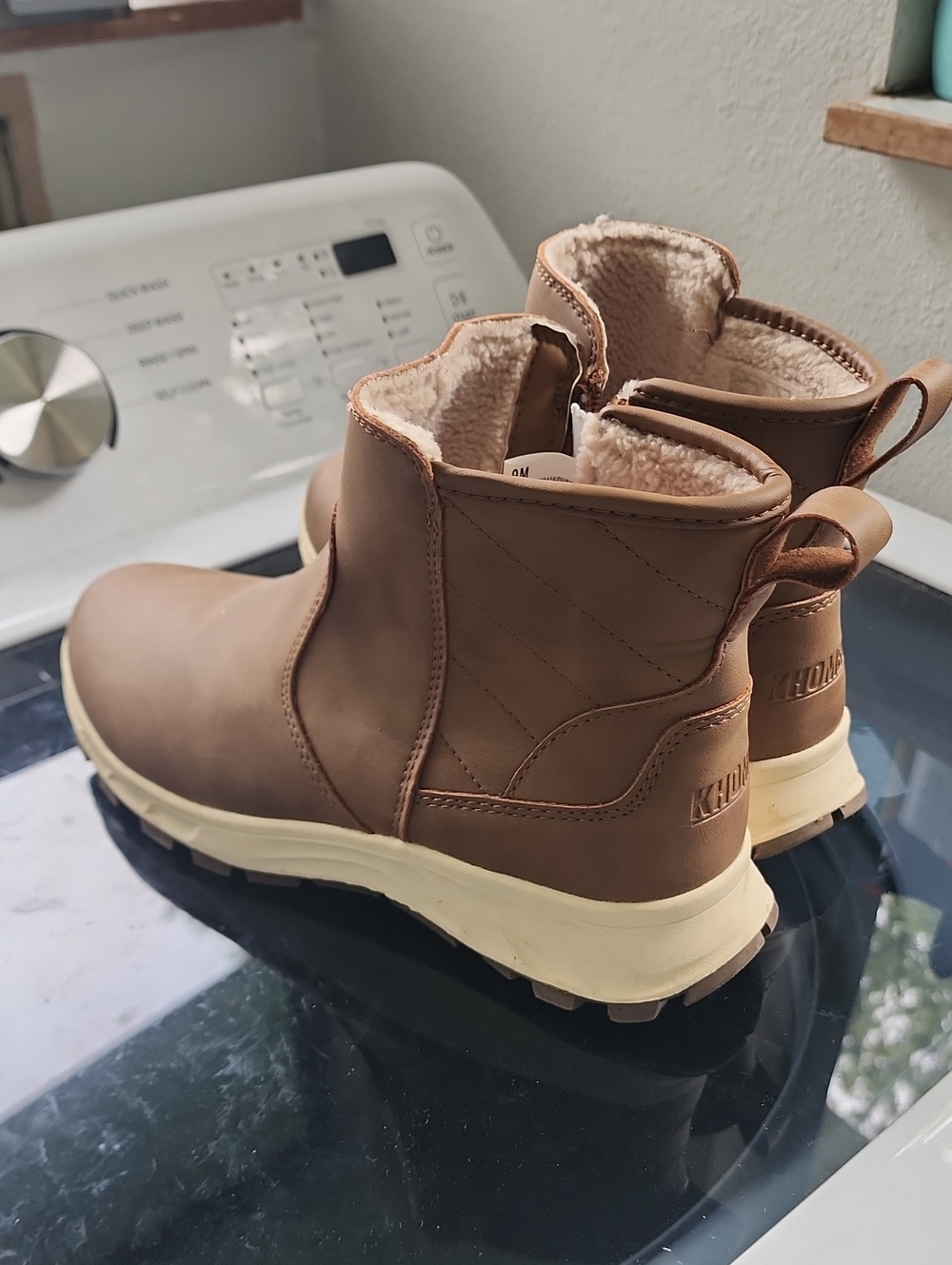 Khombu Brown Faux Shearling Ankle Boots